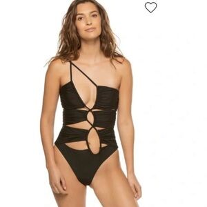 NWT Devon Windsor Waverly Asymmetrical One Piece Swimsuit Black- Size XS